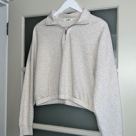 Cream/white grey cropped half-zip sweater from Garage - Picture 1 of 6